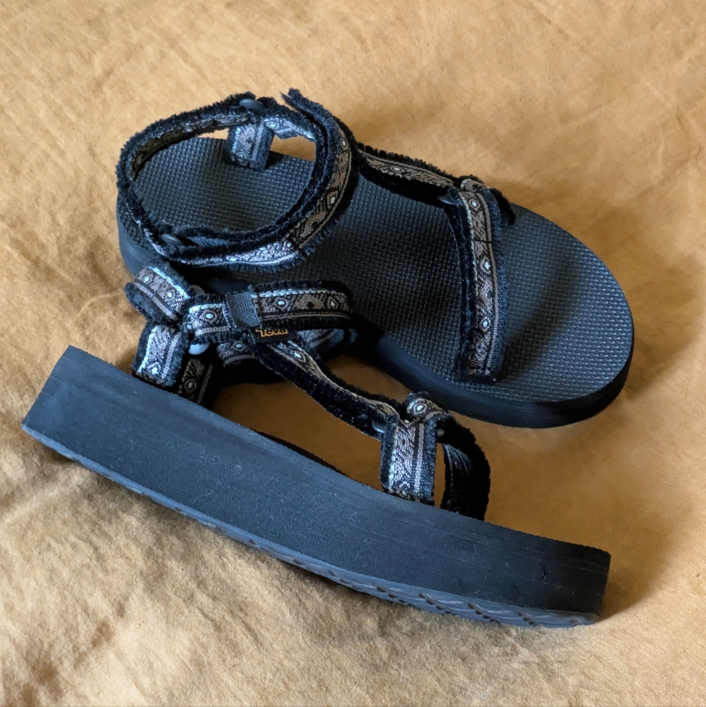 Teva Black and Gray Platform Sandals